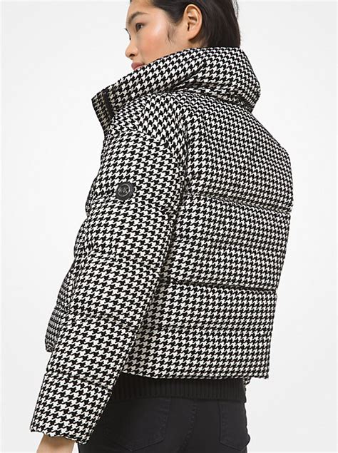 michael kors quilted houndstooth nylon puffer jacket|Michael Kors puffer.